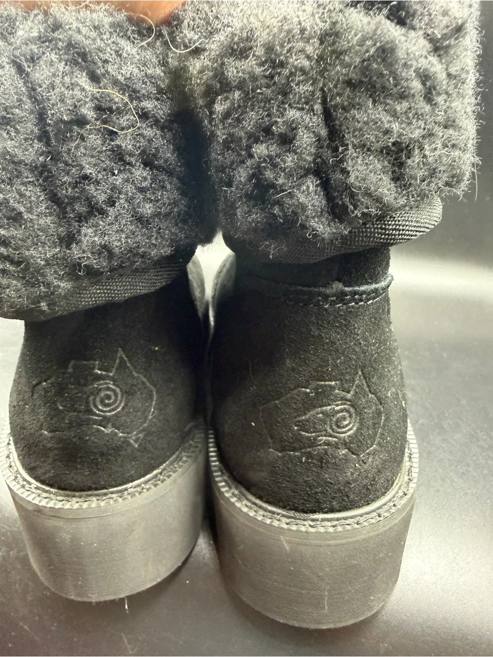 Women’s Black Suede Shearling-Lined Winter Boots